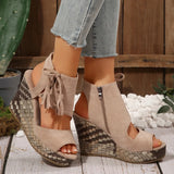 Breakj Slope Heel Sandals Women 2025 Summer Tuxedo High-Heeled Fish Mouth Loose Cake Bottom Fashion Wearing