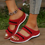 Breakj Fashion Outside Wear The New Low Slope Heel Flying Woven Slippers Casual And Light Breathable Large Size Female Sandals