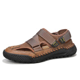 Men's Sandals Summer 2024 New Hollowed-Out Breathable Men's Hole Shoes Non-Slip Handmade Large-Size Outdoor
