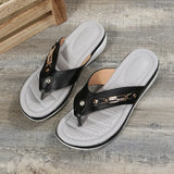 Breakj And Summer Large-Size Clip Slippers Women's Slope And Thick-Soled Beach Shoes