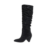 Breakj New 2024 Autumn / Winter 2024 Pointed Tip Full Of Pleated Boots And High Heels With The Same Runway