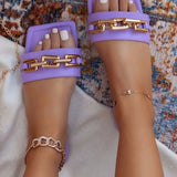 Sandals Women Solid Sandalias Slippers Chain Ladies Slides Flat Sandals Beach Shoes Outdoor Footwear Sandals Women
