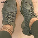 Sneakers Women's Mesh Flats Shoes Woman Lace Up Breathable Casual Female Shoe Comfort Candy Color Solid Ladies Plus