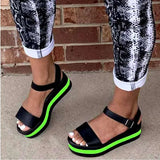 Women Mixed Colors Sandals Female Casual Flat Platform Ladies Fashion Buckle Shoes Woman Comfortable Footwear Plus