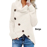 Solid Knited Sweaters Women Autumn Irregular Hem Buttons Knitted Pullover Female Korean Plus Size Jumper