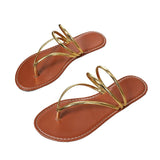 Breakj Summer New Simple Thin Belt Fairy Wind Two-Wearing Toe Flat Cool Slippers Outside Wearing