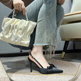 Breakj Silk And Satin Bow Bridal Bridal Design Small Master Wedding Dress High Heel Wedding Shoes Hollow Bag Head Sandals