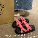 Breakj Summer New Fashion Korean Version Bow Knot Sweet And Lovely Thick Bottom Outside Wear Cool Slippers Women's Shoes Hot