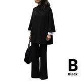 Celmia 2022 Spring 2pcs Knitted Pant Sets Women High Collar 3/4 Sleeve Top Fashion Wide Leg Long Pants Casual Loose Brushed