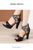 Open Toe Rhinestone Platform Shoes Ladies 2022 Summer Elegant Office Party High Heels Gladiator Sandals Plus Size