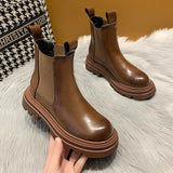 Winter Chelsea Boots Women 2021 Platform Brown Black Beige White Ankle Boots For Women Fur Short Chunky Punk Gothic
