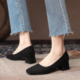 Breakj Women's Coarse Heel Shoes In The New Working Shoes Heel Shoes Large Leather Single Shoes Comfortable Commute Single