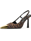 Breakj Metal New Square Head Thin Heel 2025 Sandals Leopard Temperament Single Shoe With High Heel