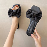 Style One-Word Flip-Flops 2024 New Women Wear Flat-Bottomed Sandals In Summer Fashion Bows And Semi-Slippers