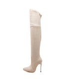 Sexy Over the Knee high Boots Woman Flock Leather Thick high heels Women Boots Winter Black Apricot Brown Party