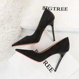 Breakj Retro High Heel Shallow Pointed Thin Heel Super High Heel Sexy Nightclub Women's Shoes High Heels Single