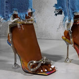 Sandals Women Gladiator Shoes Summer Party Dress Shoes String Bead High Heels Ladies Sandals Buckle Ankle Strap Pumps