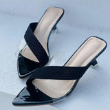Women Square Toe2021 Slippers Flip Flop Ladies Fashion High Heels Sandals Transparent Women's Casual Shoe Female
