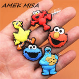 imitation 1pcs Cartoon PVC Shoe Charms Sesame Street Shoe Accessories Shoe Buckle Decorations fit Croc JIBZ Kids X-mas