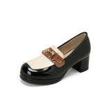 Female Platform Heel Loafer Shoes Women's Lolita Bow Cosplay Contrast Color Pumps Japanese Student Fashion Tide Golden