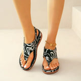 Breakj Large-Size New Word Sandals Women's National Style Embroidery After Buckle And Sloping Trendy Sandals