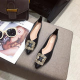 Women Shoes Autumn New Egg Roll Shoes Korean Beige White Pointed Metal Drill Ladies Low Heel