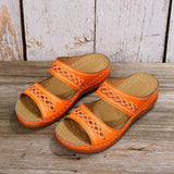Breakj New Large Size Slippers Retro Car Line Anti-Slip Round Slope With Comfortable Word Slippers