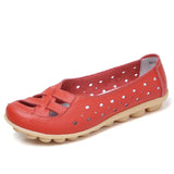 Genuine Leather Shoes Women Flats Spring Soft Slip-On Loafers 2019 New Arrival Cut-Outs Flat Peas Non-Slip Shoes