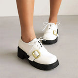 Big Size 43 Female Pumps Solid Lace Up Buckle Chunky Heel Platform women's Pumps 2022 New Casual Leisure