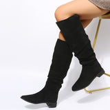 Breakj Boots Women's Autumn 2023 British Style Retro Thick And Sharp But Knee-High