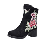 Breakj Boots Autumn And Winter Clip Cotton And Velvet High Heel Women's Boots Cotton Boots Snow Boots Winter Boots Embroidered Cloth Shoes