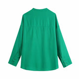 2021 Women Green Sets Female Fashion Pocket O-Neck Shirts Drawstring Elastic Waist Back Pockets Pants Ladies Casual