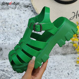 Sandals Woman 2022 Platform Shoes Women's Chunky Sneakers Roman Beach Black Heels Gothic Luxury Brand Shoe yellow