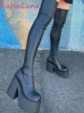 Chunky Heeled Women Motorcycle Boots 2023 Winter Fashion Comfy Stretch Boots Great Quality Over The Knee-high