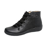 Breakj Autumn / Winter New Women's Boots Large Size Casual Ankle Boots Women's Boots Flat Front Strap Side Zipper Flat Boots Women's