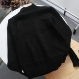 Style Loose Sweater Women Pullover Casual Half Turtleneck Long Sleeve Knit Sweater Female Jumpers solid basic