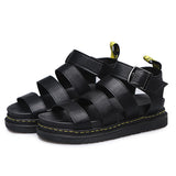 Breakj 2024 Summer Women's Sandals Buckle Casual Beach Shoes Thick-Soled Large Flats Martin