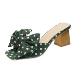 Heels Women Bow Peep Toe Ladies Pumps Thick Heel Fashion High Heels Shoes For Women Polka Dot Sweet Female Pumps Plus