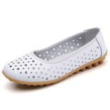 Women Casual Shoes Leather Slip-on Lofers Ladies Non-slip Flats Shoes Cut Out Breathable Women's Moccasins Zapatos