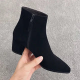 Breakj Boots Short Boots Women's Spring 2025 High With New Coarse Heist And Sharp-Faced Velvet
