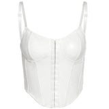 Puss Sexy Summer Hollow Out Faux Tank Tops Bandage Drawstring Halter Y2K Cyber Backless Skinny Stretchy Activewear