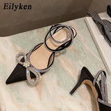 Style Glitter Rhinestones Silk Women Pumps Crystal bowknot Satin Spring Autumn Lady Shoes High heels Party Prom