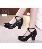 New 2022 Fashion Women Pumps With High Heels For Ladies Work Shoes Dancing Platform Pumps Women Genuine Leather Shoes Mary