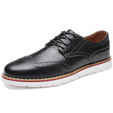 Leather Men Casual Shoes Luxury Party Dress Shoes Men Oxfords Shoes British Trendy Brogue Shoes Lace-up Plus Size