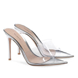 Print High-Heeled Pointed PVC Fashion Slippers Large Size Sandals Mules Chengdu Women's