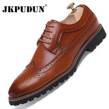 Leather Brogue Men Shoes Lace Up Men Loafers Breathable Formal Men Dress Shoes Wedding Shoes Handmade Zapatos De