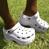 New Woman leopard Shoes Hole Slippers High Heel Sandals Fashion Outdoor Beach Shoes Zapatos Mujer womens platform