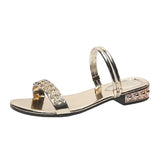 sale 2022 Wedding Bride Women Sandals Slippers Low Heels Shoes Comfort Ladies Rhinestone Gold Silver Female Footwear