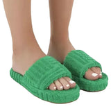Shoes 2021 Trendy Home Embossed Cotton Slippers Women Comfortable Shoes Size 43 Indoor Slippers Flat Ladies