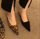 Breakj Female Low-Heeling Point 2025 New French Temperament Fine And Leopard-Print Lazy Light-Mouthed Cold